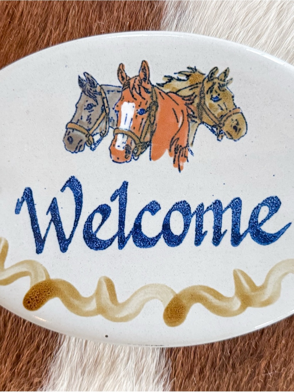 Vintage Handpainted Louisville Stoneware Horse “Welcome” plaque
